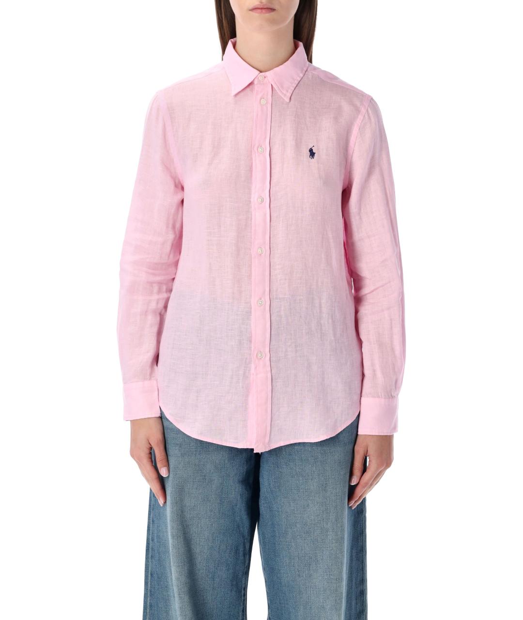 POLO RALPH LAUREN Розовая льняная рубашка, фото 2