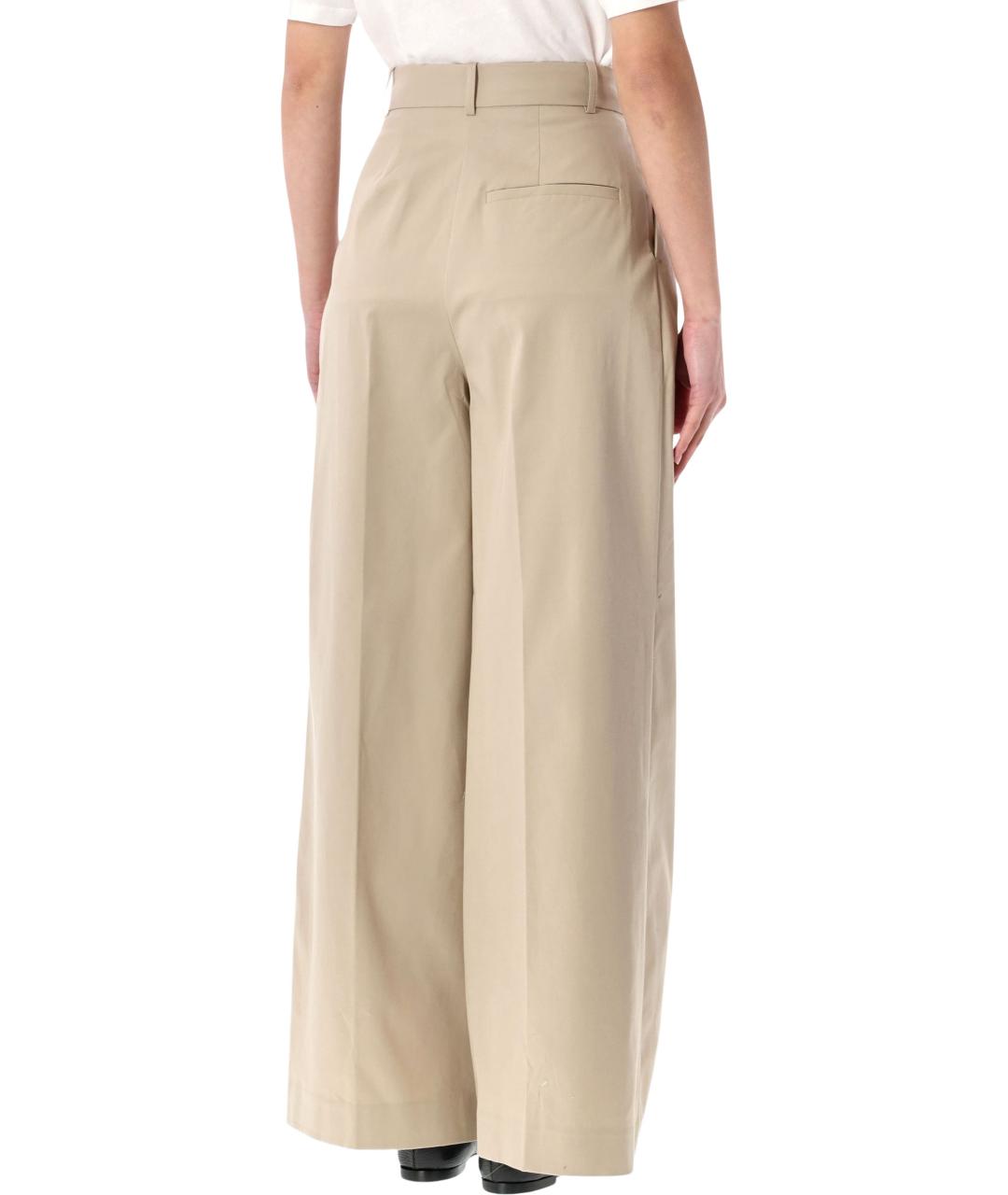 ANINE BING Бежевые хлопковые прямые брюки, фото 3