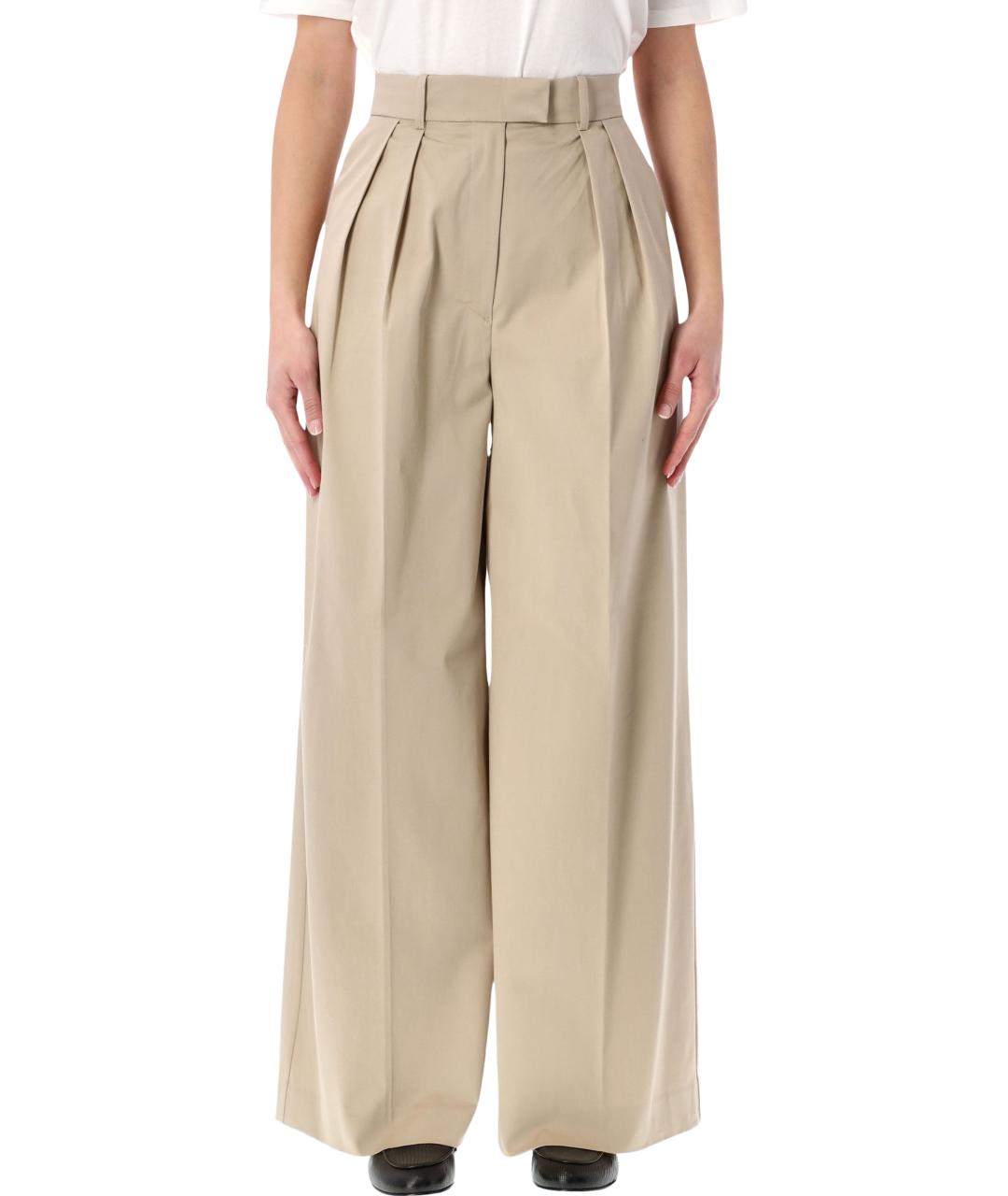 ANINE BING Бежевые хлопковые прямые брюки, фото 2