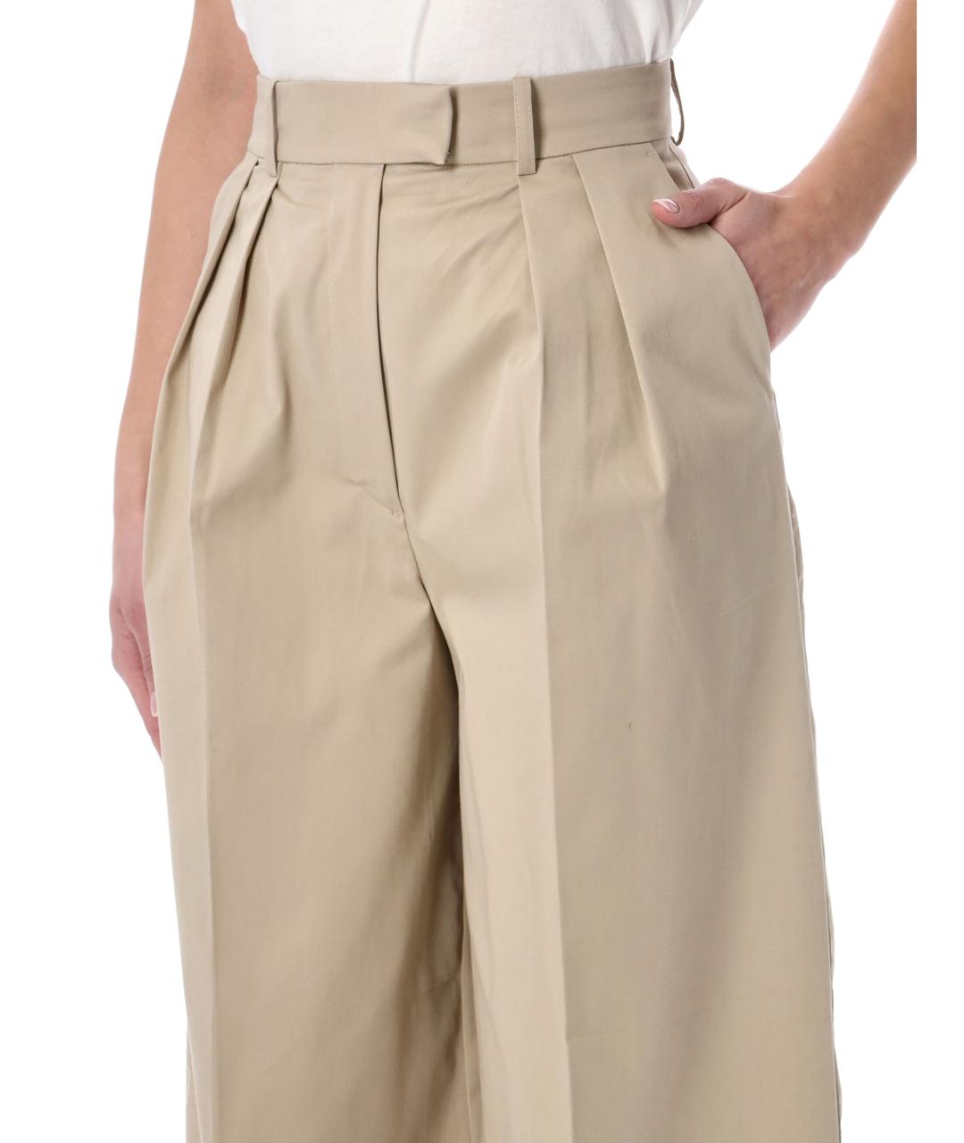 ANINE BING Бежевые хлопковые прямые брюки, фото 4