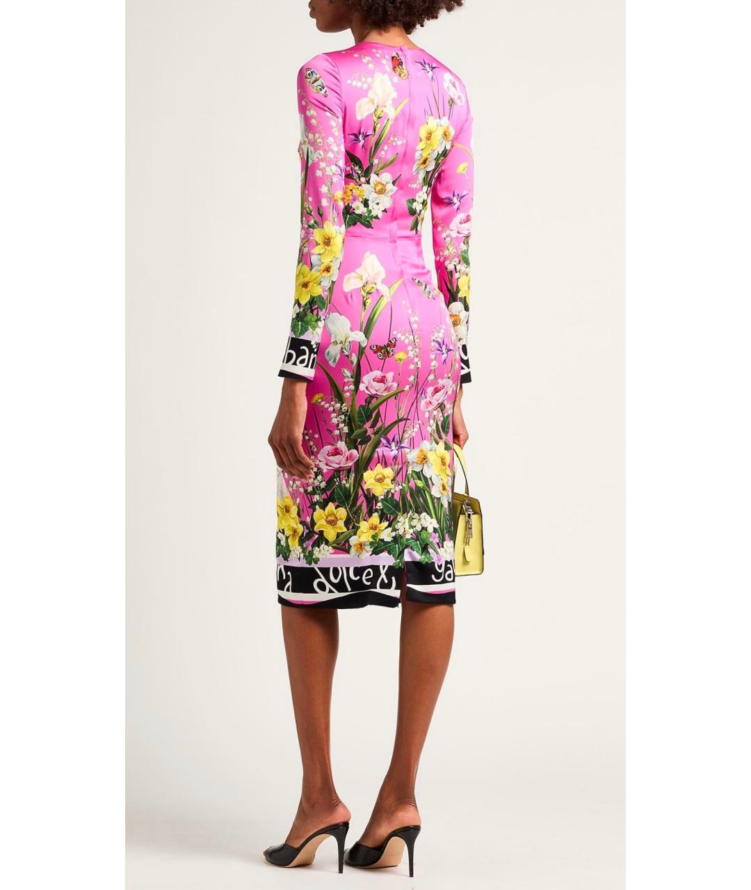 DOLCE&GABBANA Розовое шелковое коктейльное платье, фото 3