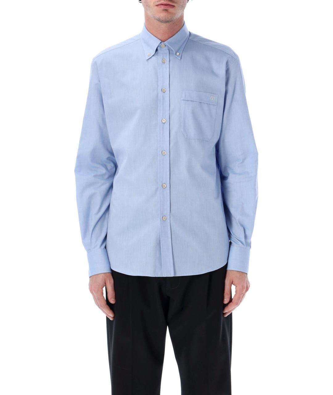 VALENTINO Голубая хлопковая кэжуал рубашка, фото 1