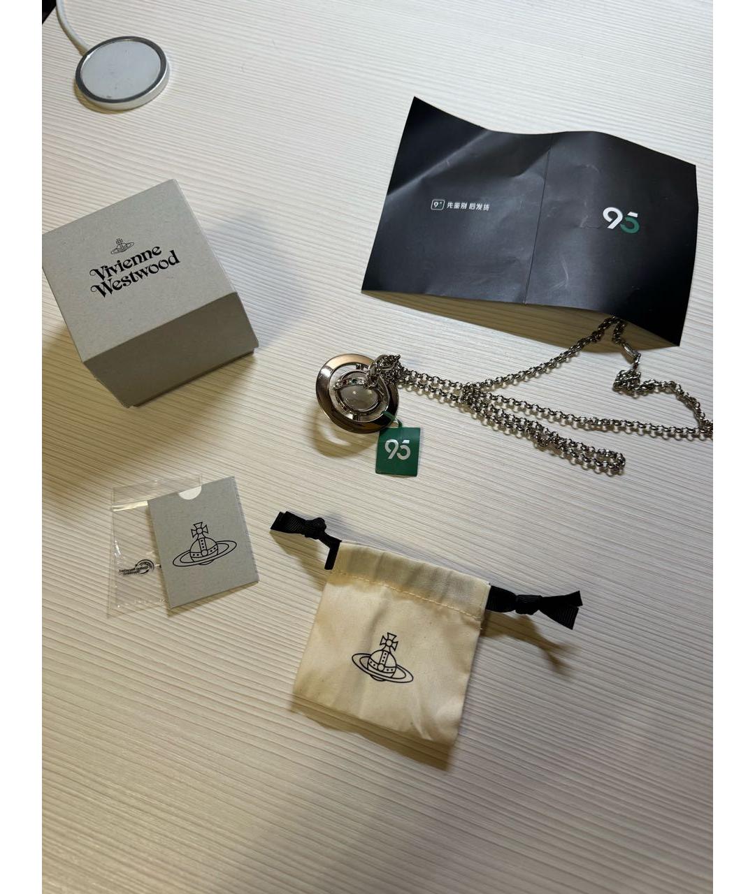 VIVIENNE WESTWOOD Белая стеклянная цепочка/подвеска, фото 4