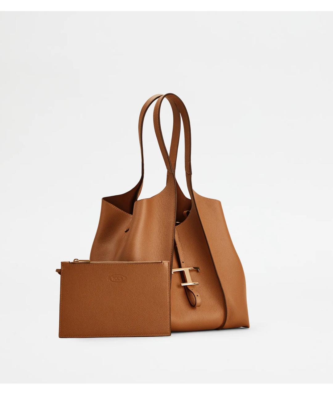 TOD'S Бежевая кожаная сумка тоут, фото 4