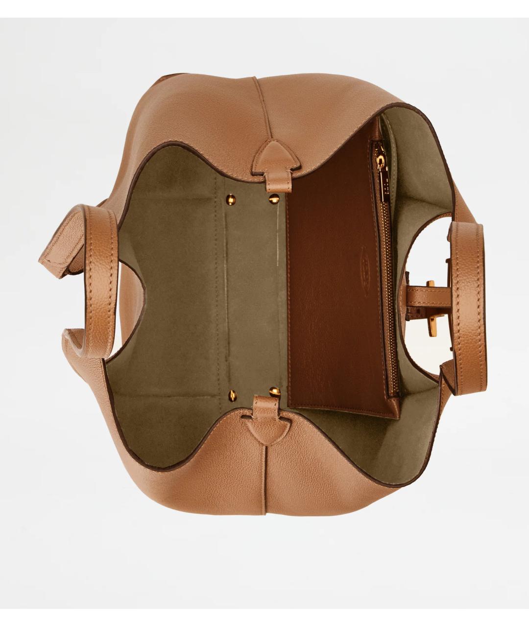 TOD'S Бежевая кожаная сумка тоут, фото 5