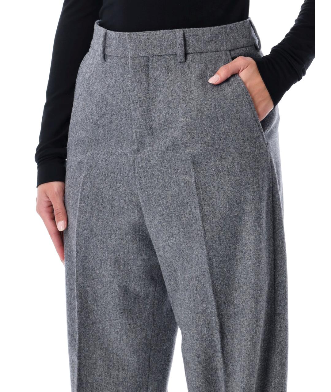 Ami Paris Серые шерстяные прямые брюки, фото 3