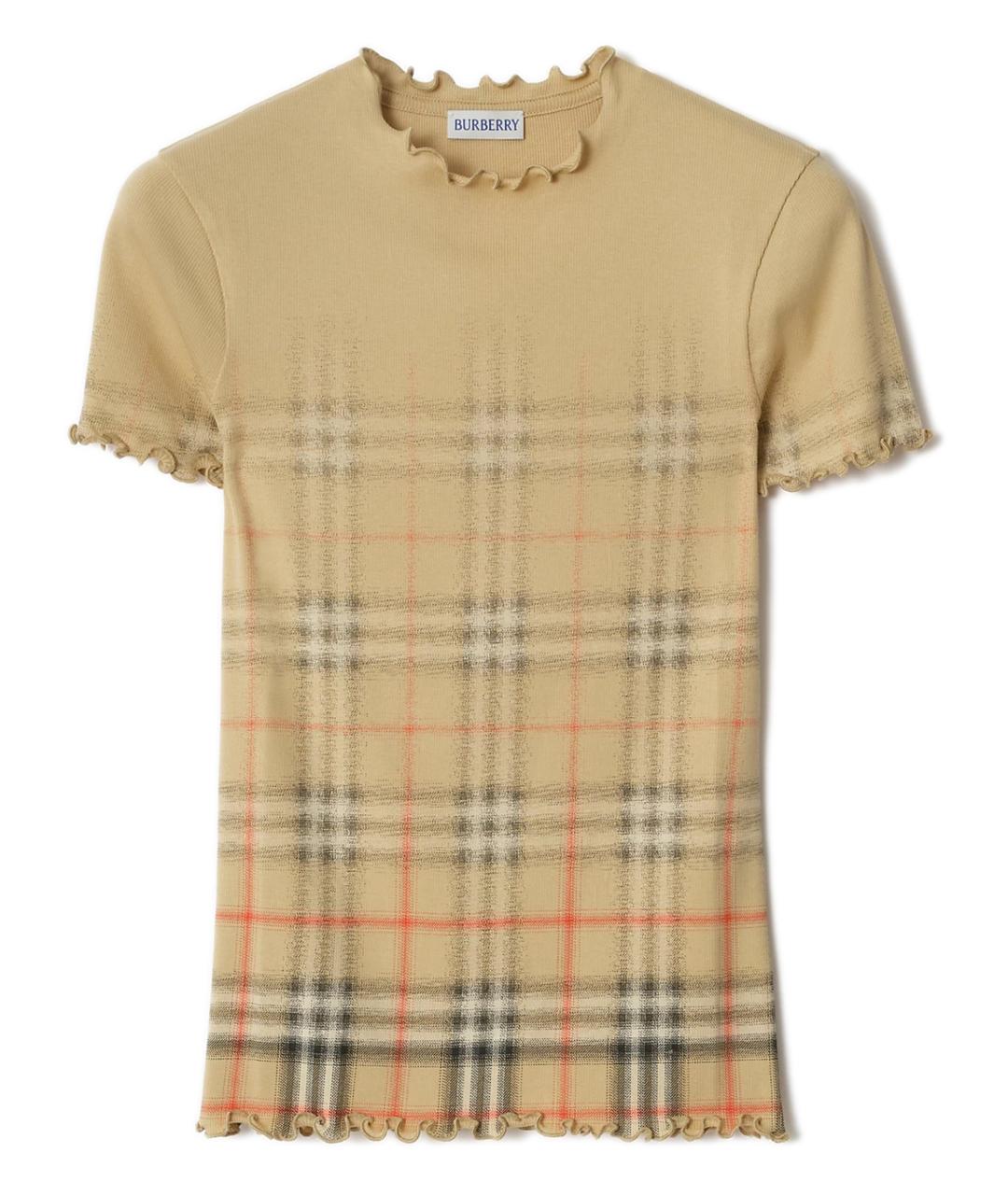 BURBERRY Бежевая хлопковая футболка, фото 1