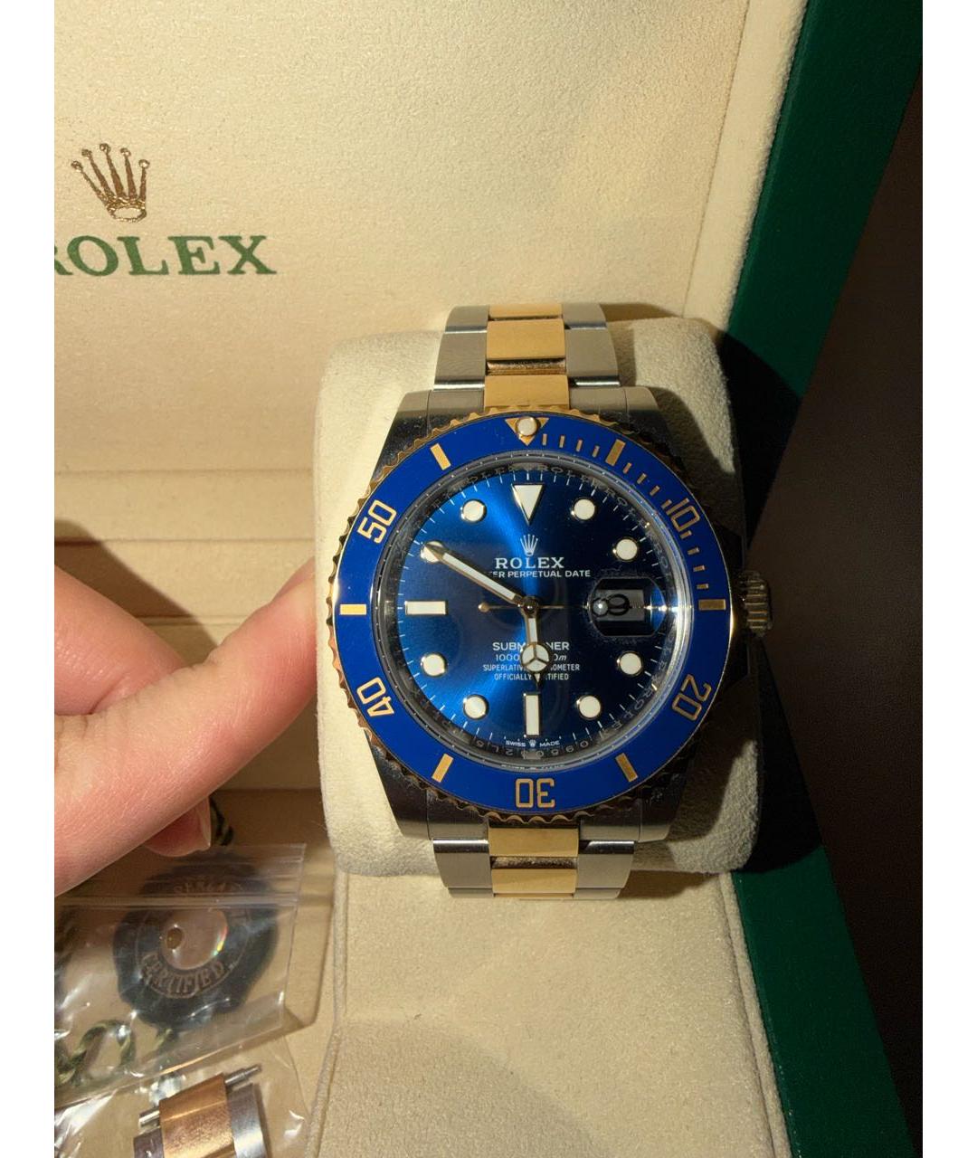 ROLEX Синие часы из желтого золота, фото 7