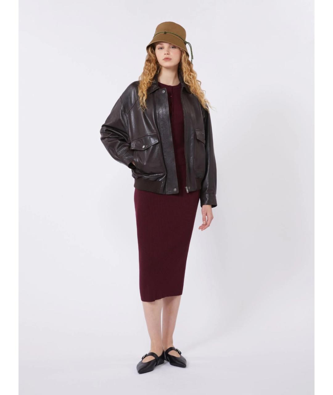 WEEKEND MAX MARA Бордовая вискозная юбка миди, фото 2