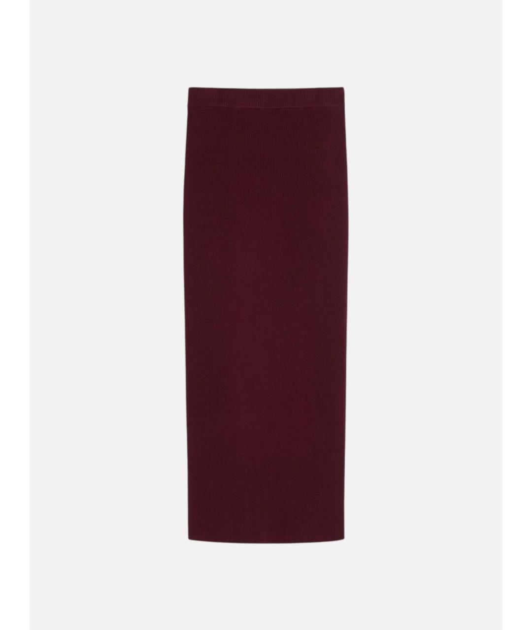 WEEKEND MAX MARA Бордовая вискозная юбка миди, фото 4