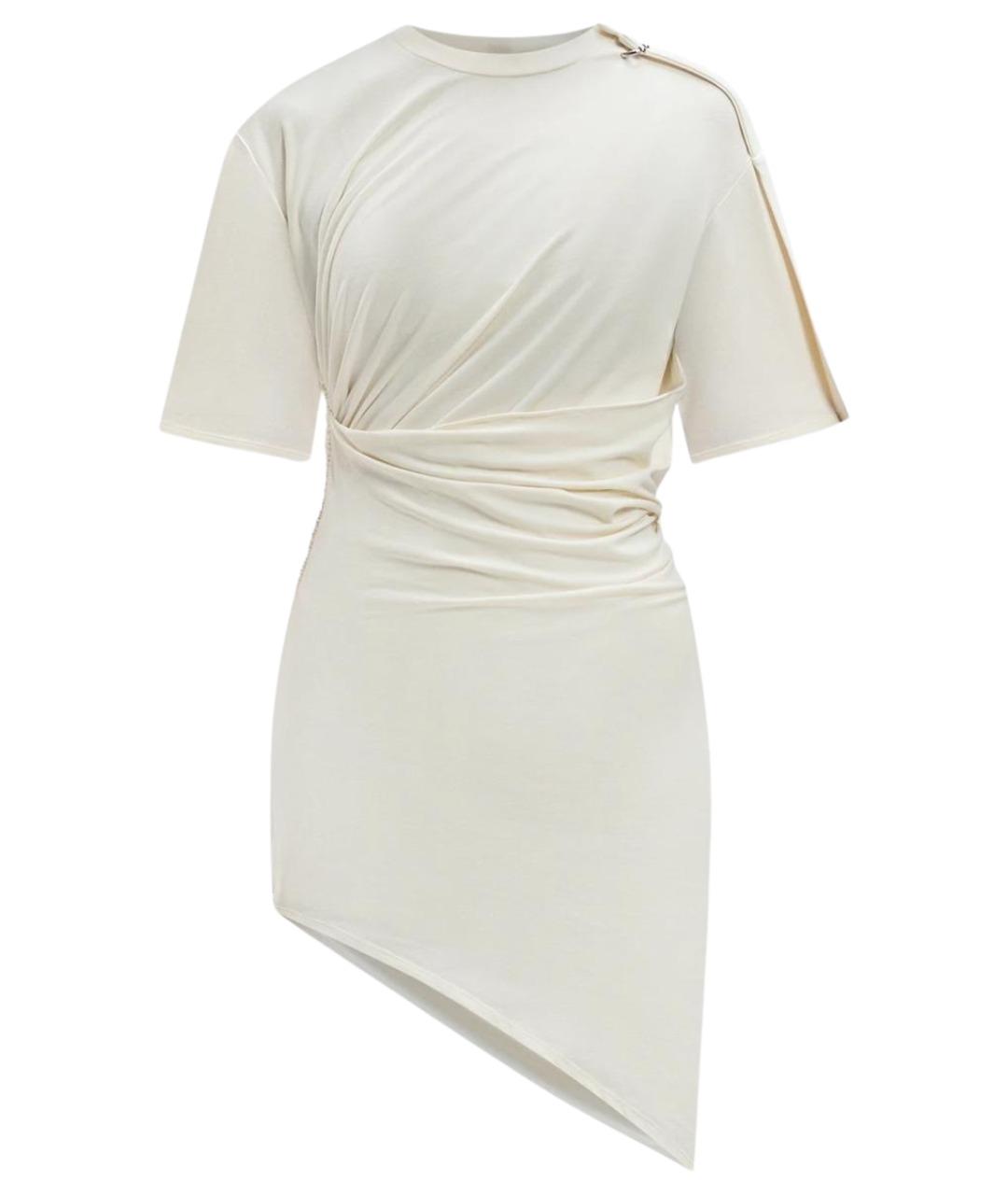 MUGLER Белое хлопковое коктейльное платье, фото 1