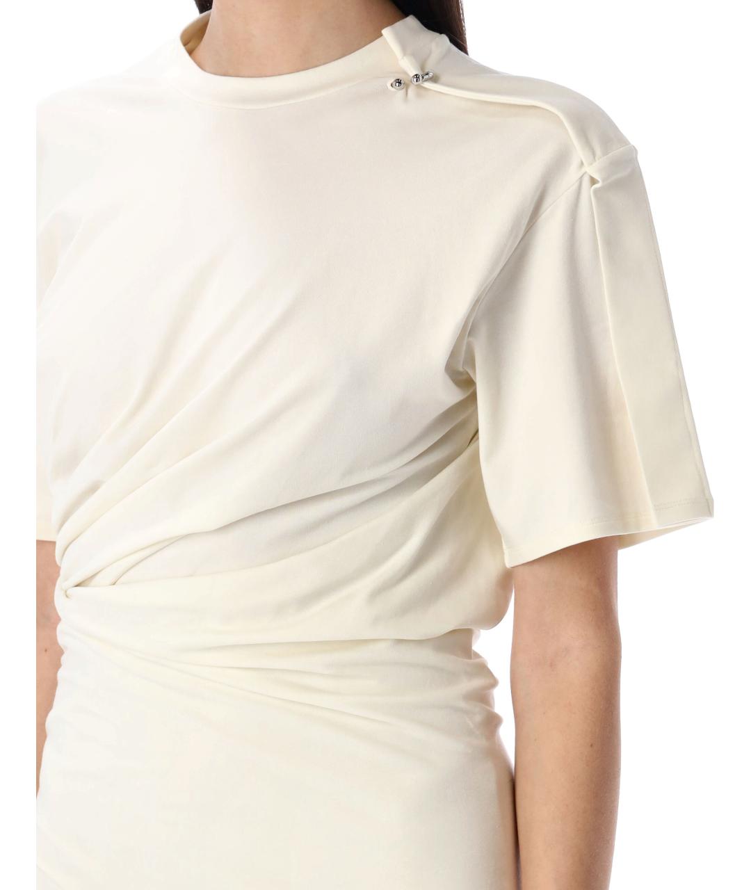 MUGLER Белое хлопковое коктейльное платье, фото 4