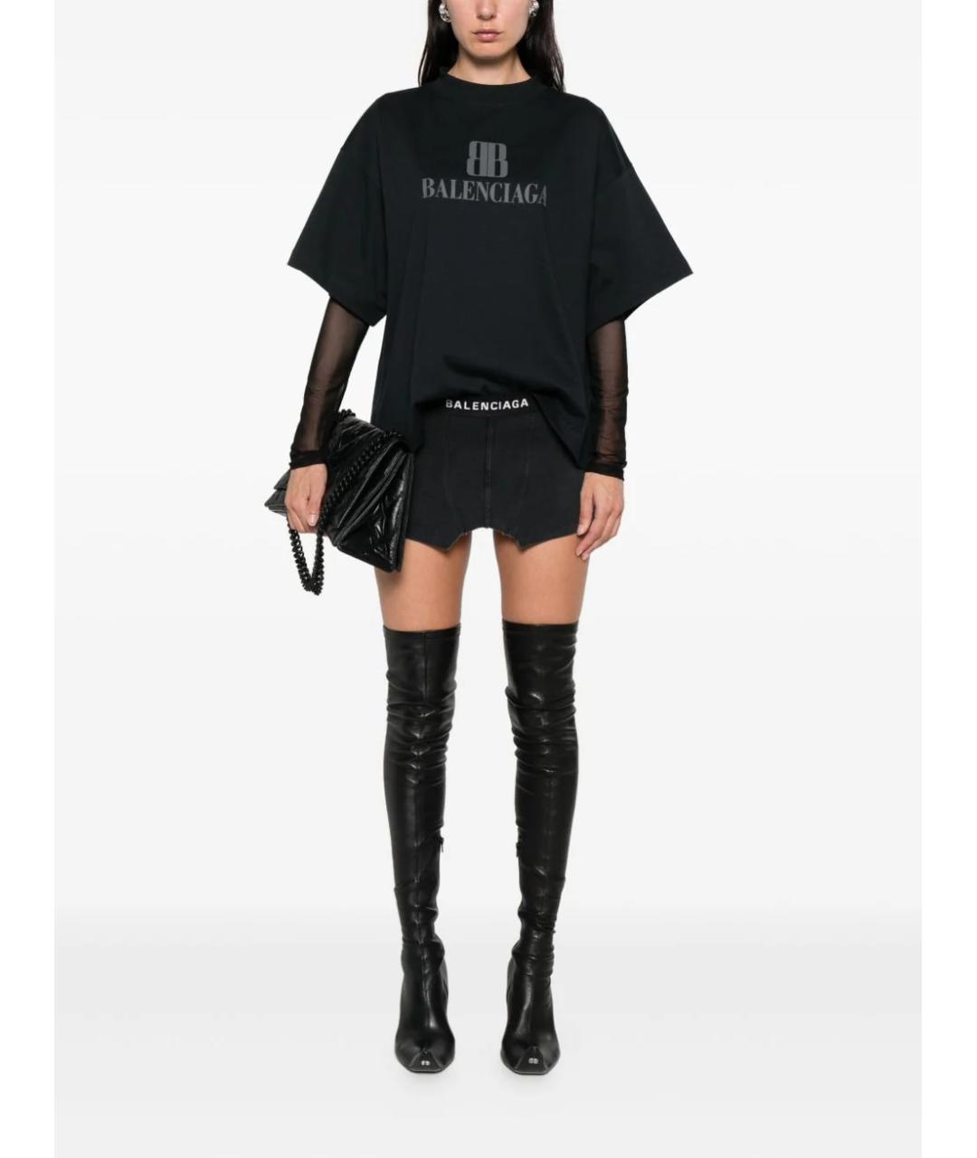 BALENCIAGA Черная хлопковая юбка мини, фото 3