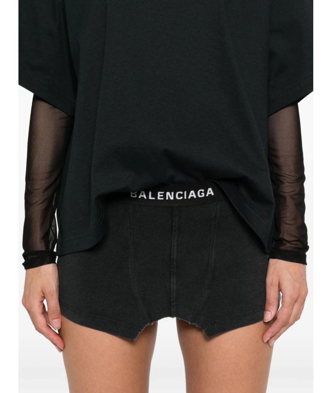 BALENCIAGA Черная хлопковая юбка мини, фото 2