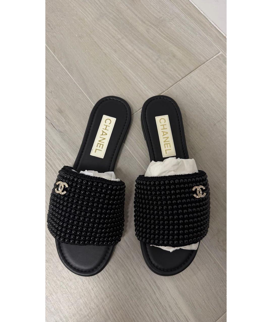 CHANEL Черные шлепанцы, фото 3