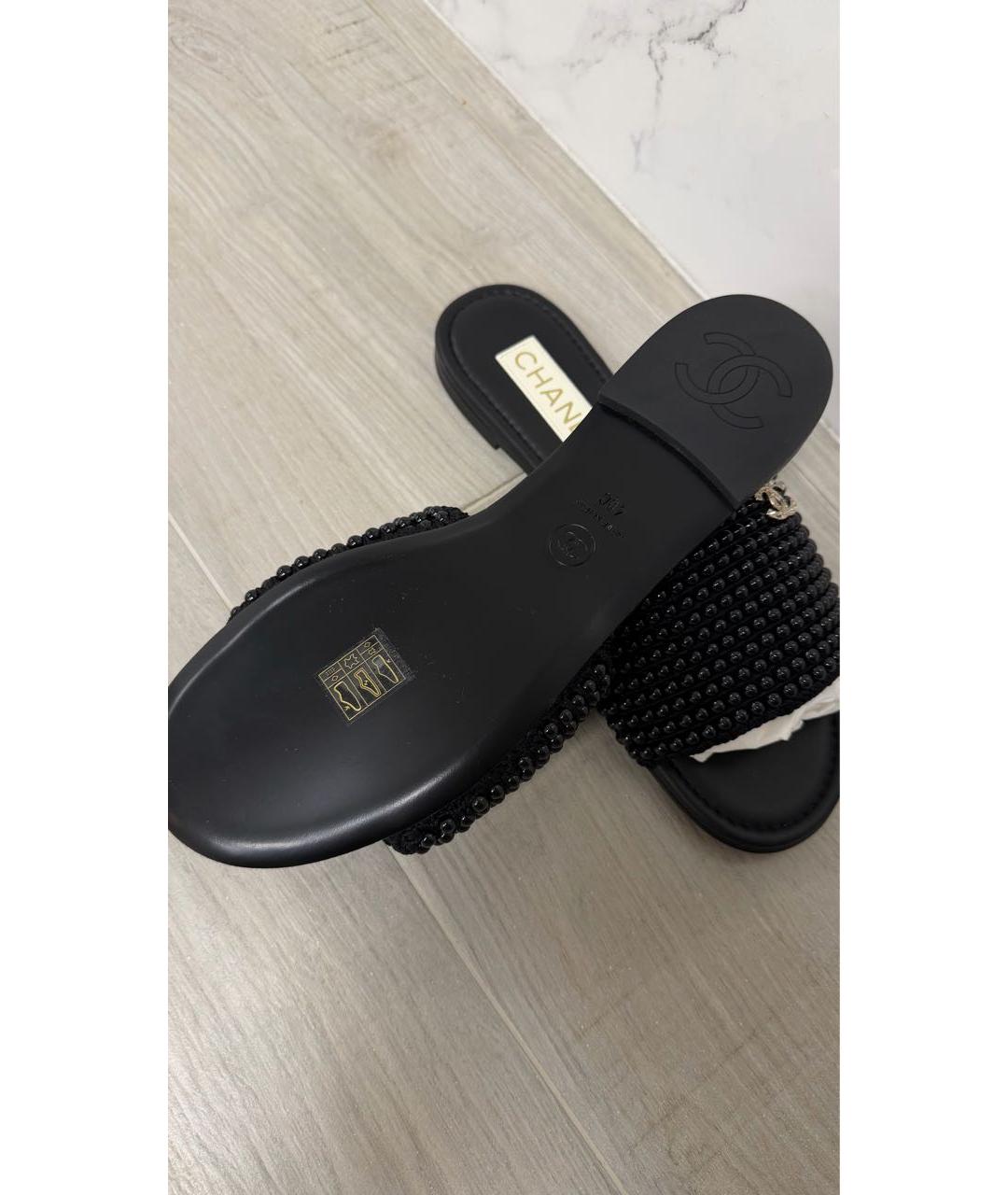 CHANEL Черные шлепанцы, фото 4