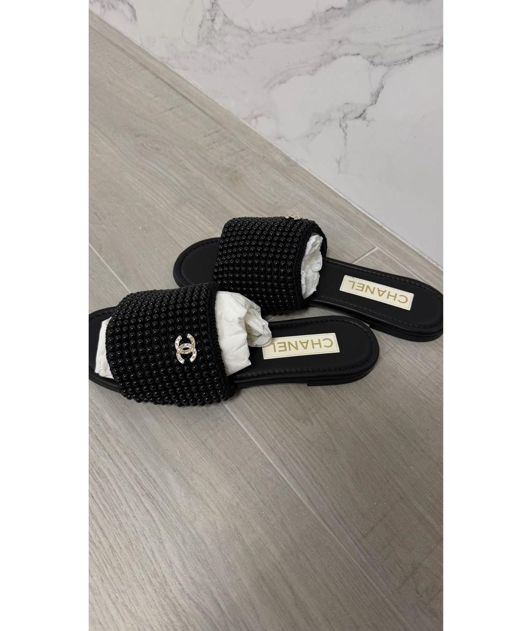 CHANEL Черные шлепанцы, фото 5