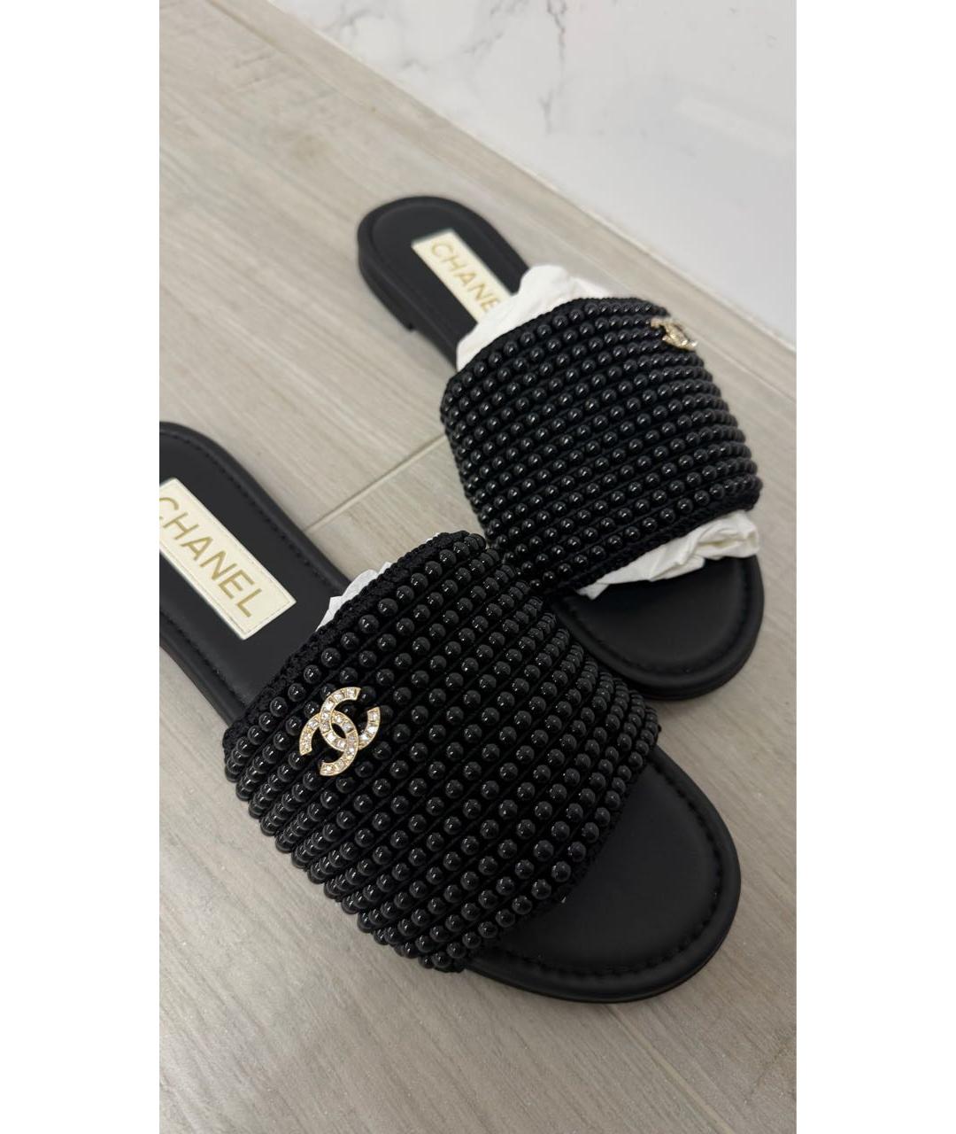 CHANEL Черные шлепанцы, фото 2