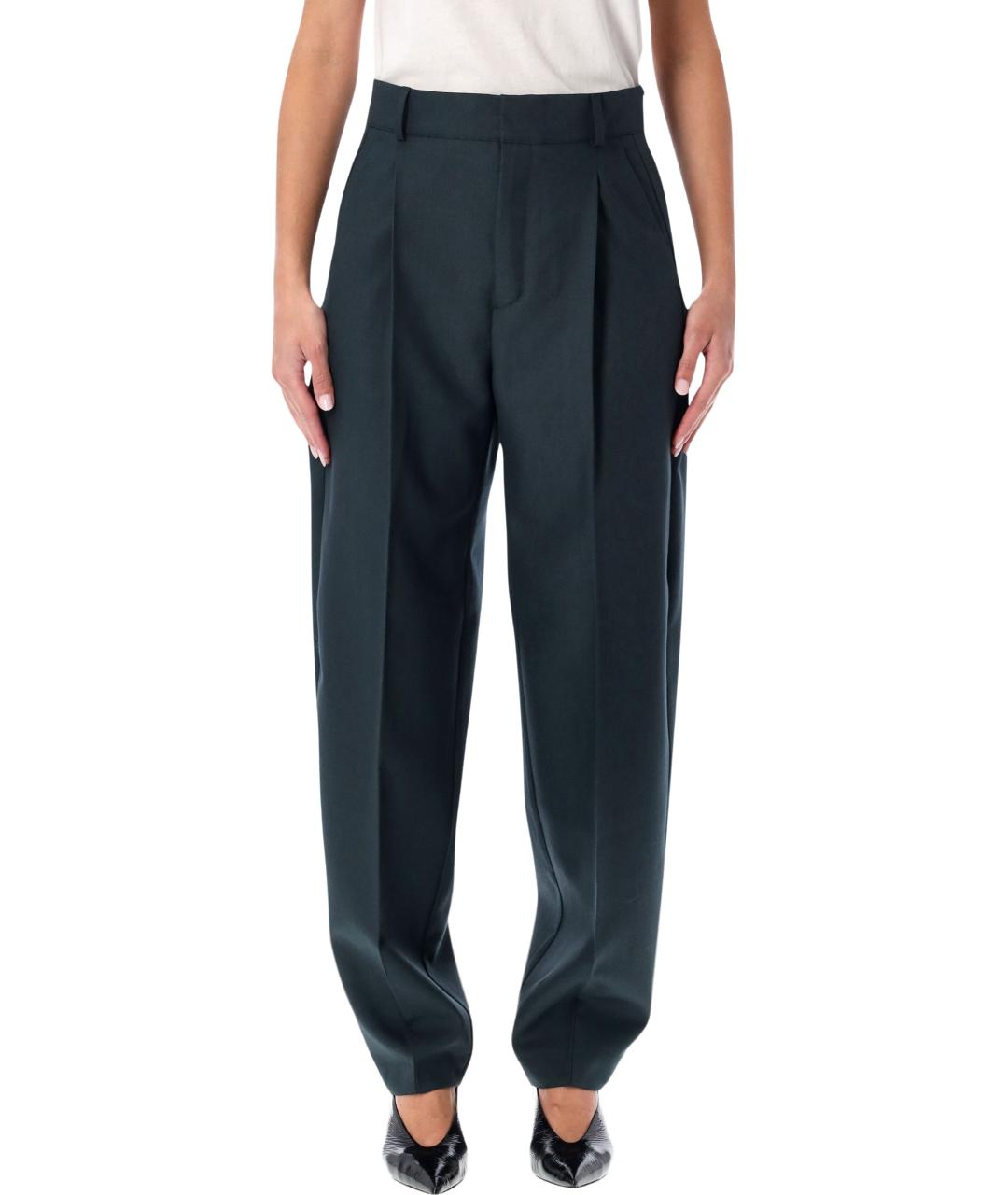 SOEUR Синие шерстяные прямые брюки, фото 4