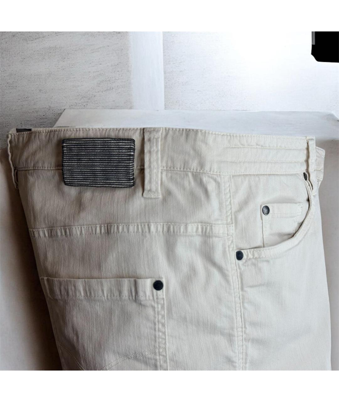 BRUNELLO CUCINELLI Бежевые хлопко-лиоцелловые прямые джинсы, фото 6