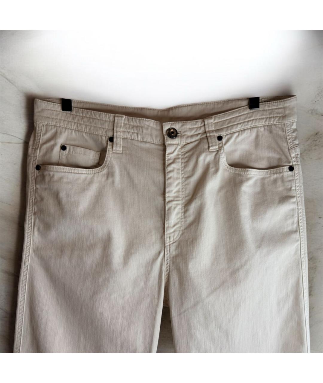BRUNELLO CUCINELLI Бежевые хлопко-лиоцелловые прямые джинсы, фото 2