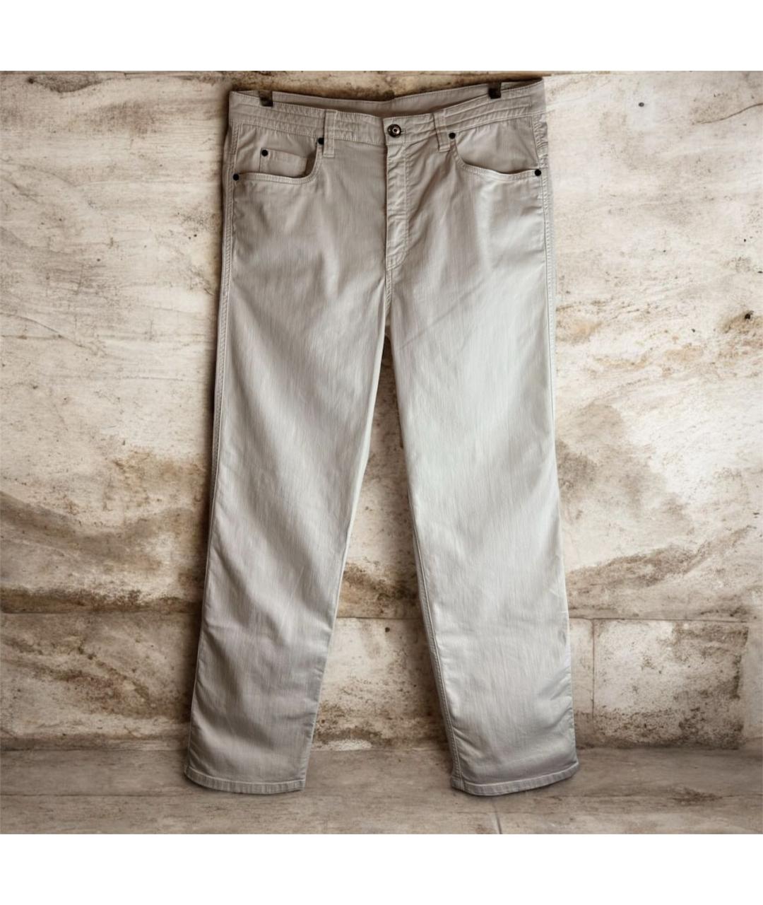 BRUNELLO CUCINELLI Бежевые хлопко-лиоцелловые прямые джинсы, фото 9