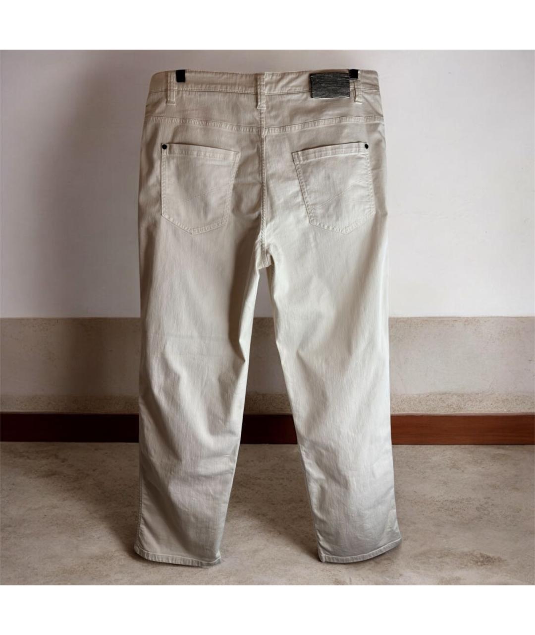 BRUNELLO CUCINELLI Бежевые хлопко-лиоцелловые прямые джинсы, фото 4
