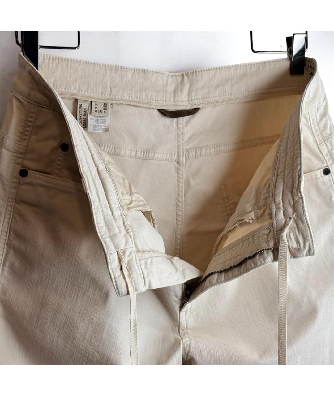 BRUNELLO CUCINELLI Бежевые хлопко-лиоцелловые прямые джинсы, фото 5