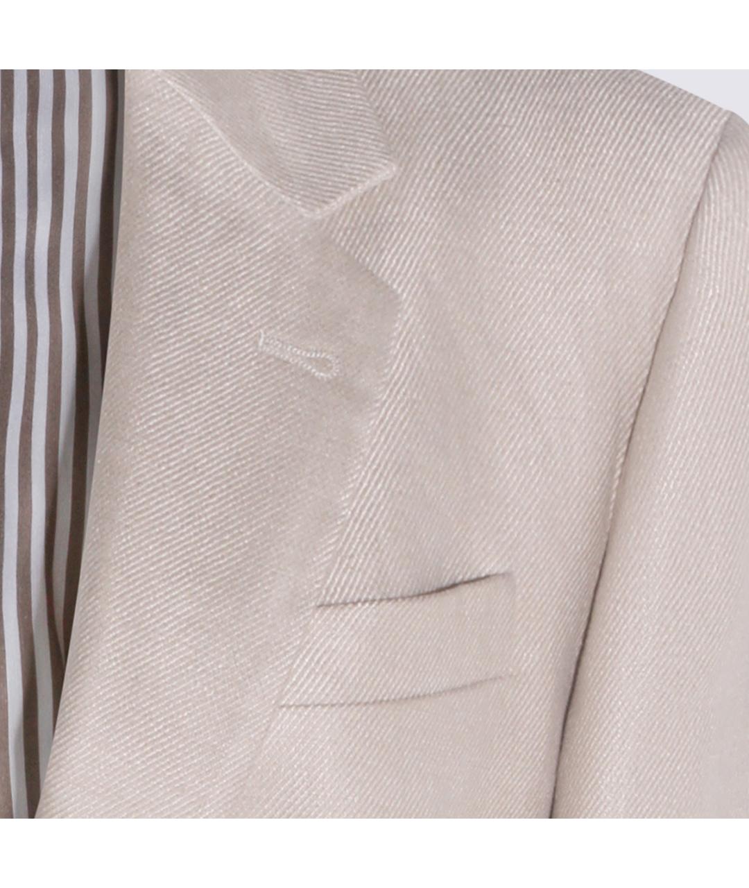 BRUNELLO CUCINELLI Бежевый льняной жакет/пиджак, фото 3