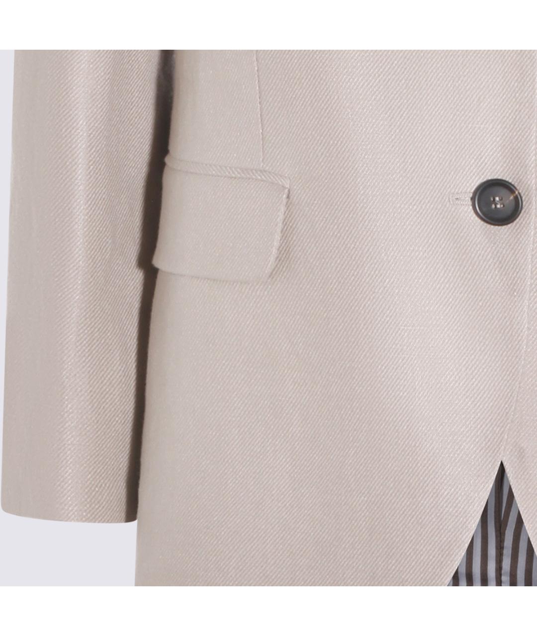 BRUNELLO CUCINELLI Бежевый льняной жакет/пиджак, фото 4