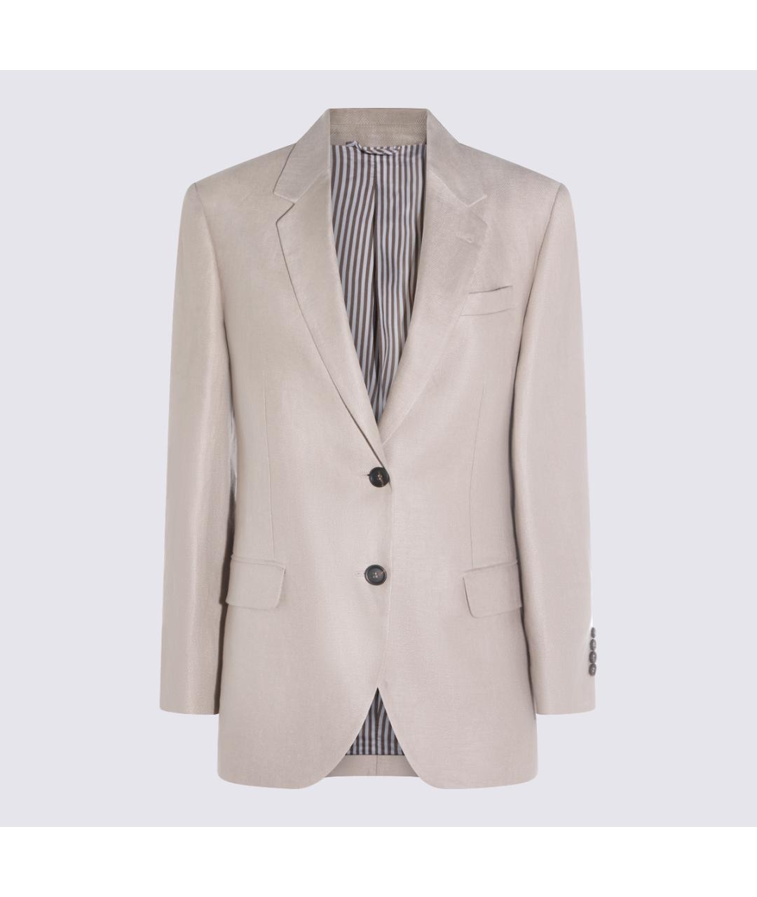 BRUNELLO CUCINELLI Бежевый льняной жакет/пиджак, фото 1