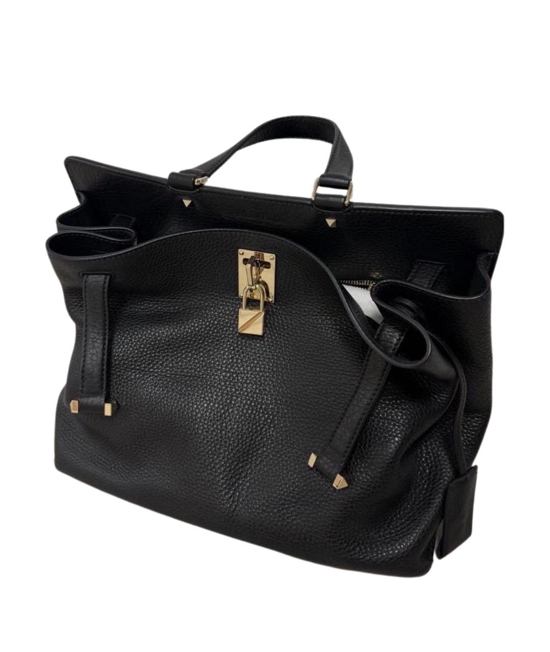 VALENTINO Черная кожаная сумка с короткими ручками, фото 1