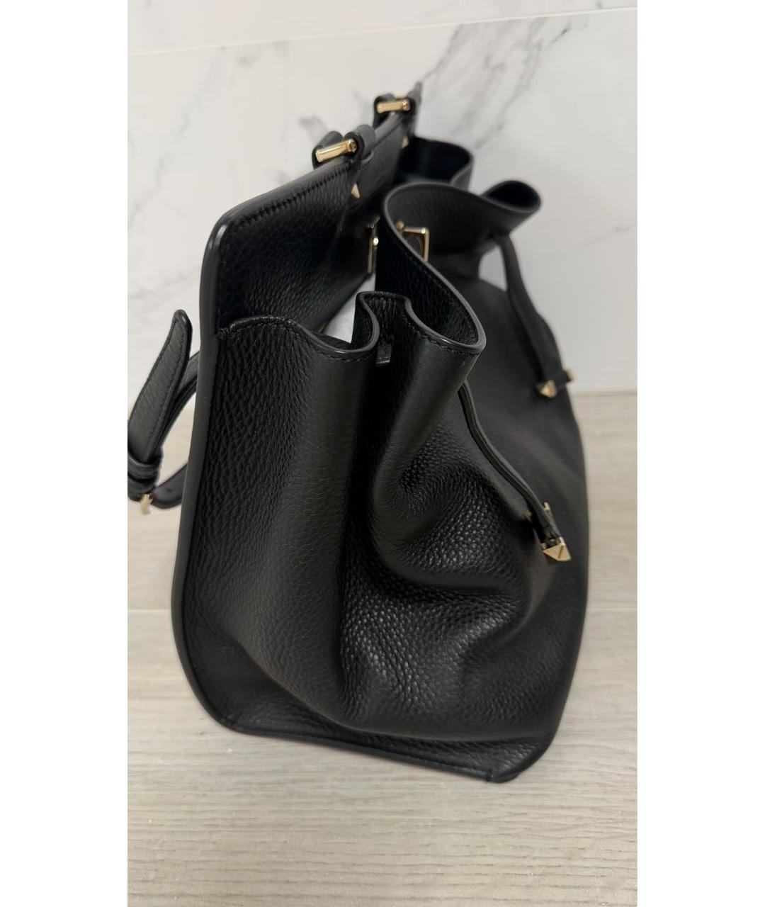 VALENTINO Черная кожаная сумка с короткими ручками, фото 3