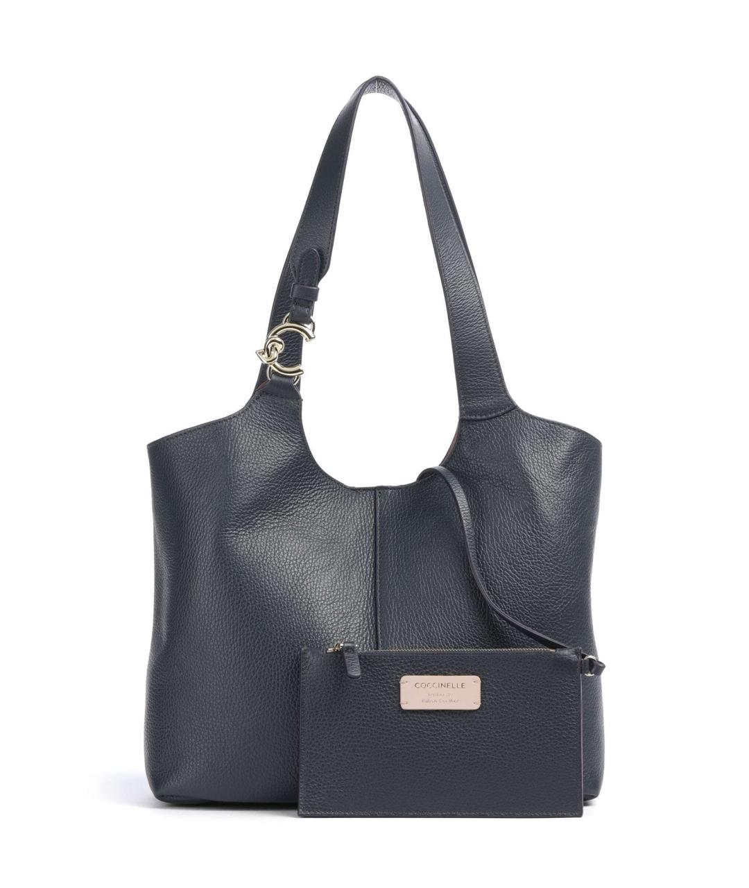 COCCINELLE Темно-синяя кожаная сумка тоут, фото 2
