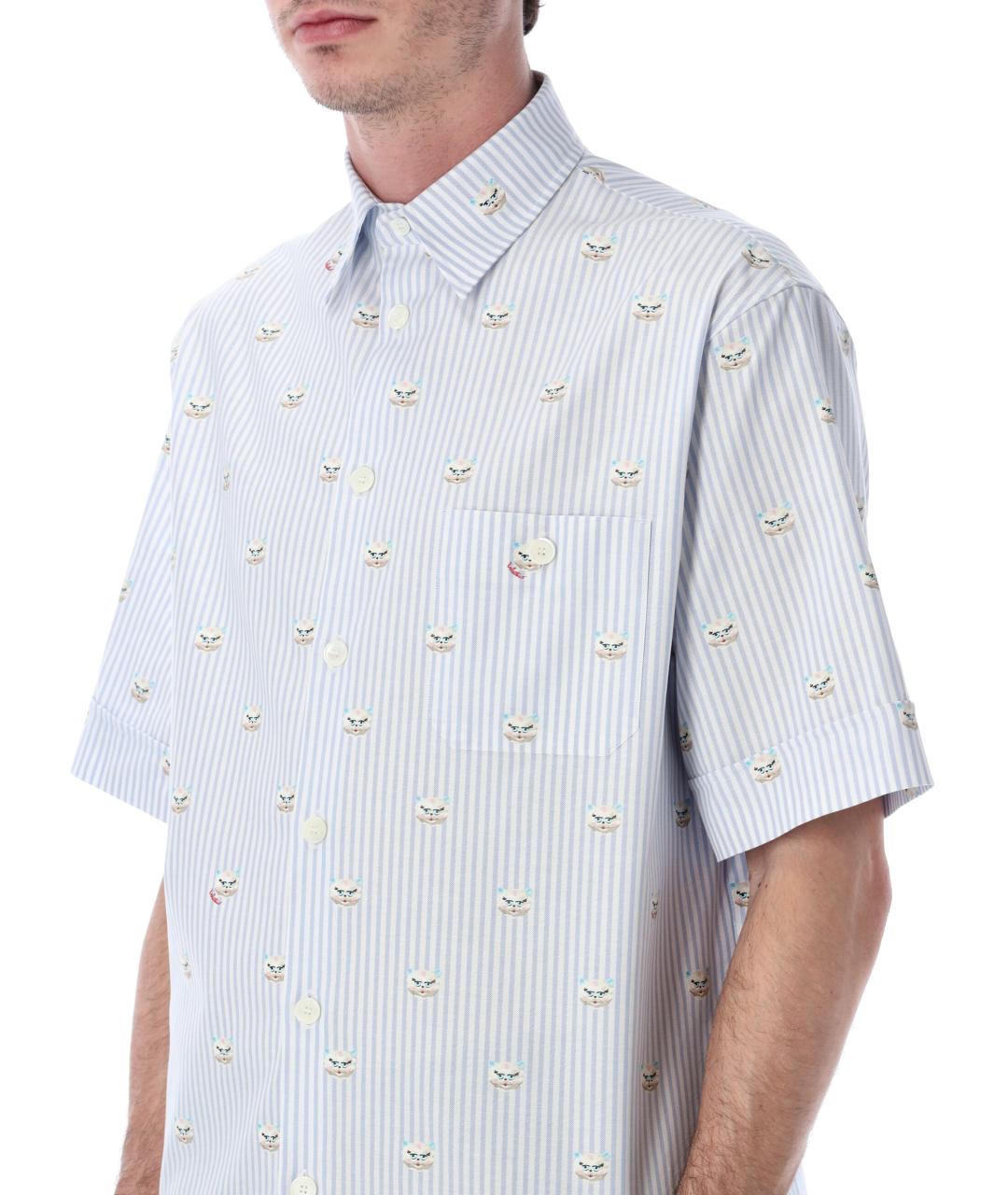 VALENTINO Голубая хлопковая кэжуал рубашка, фото 4