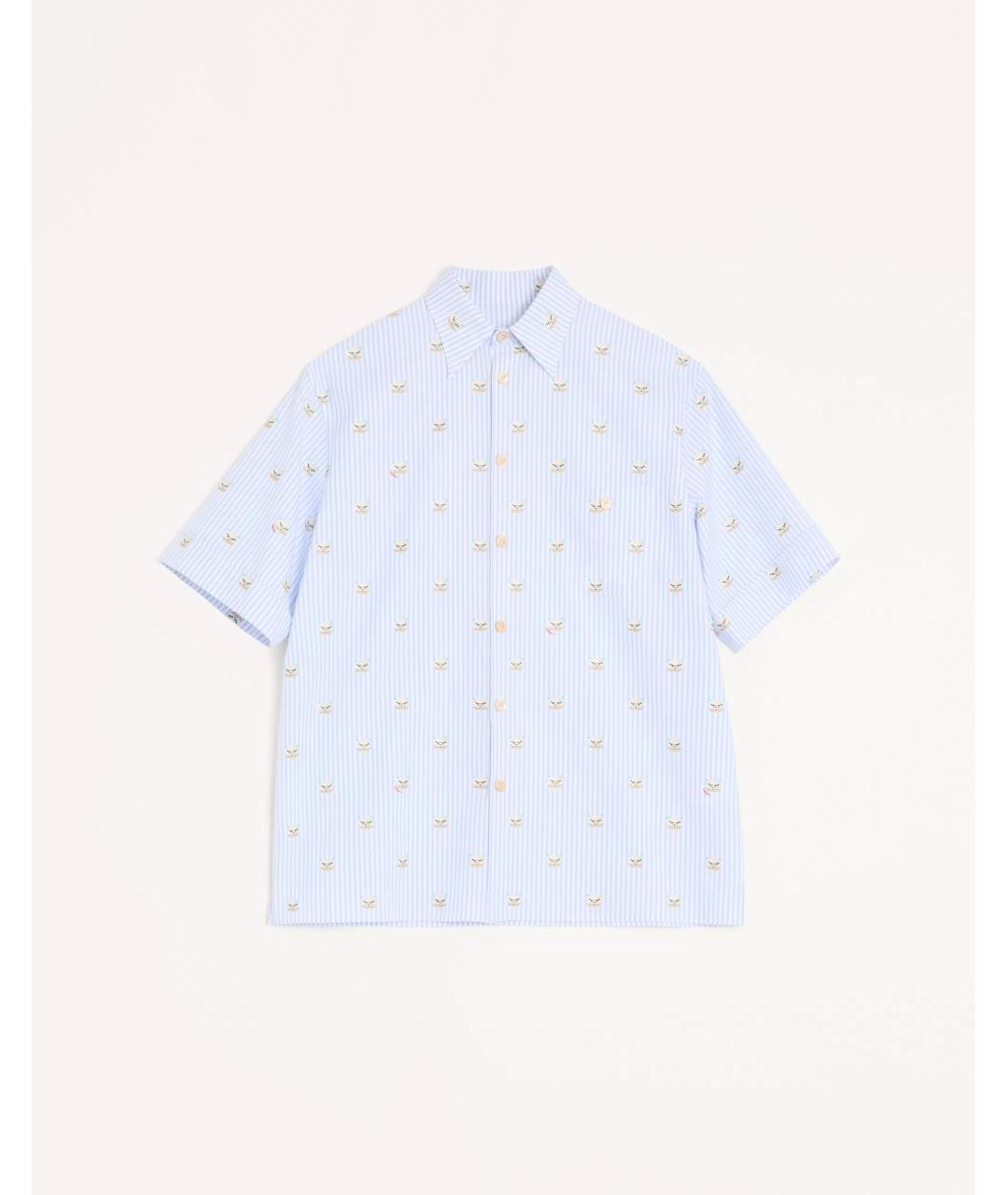 VALENTINO Голубая хлопковая кэжуал рубашка, фото 5