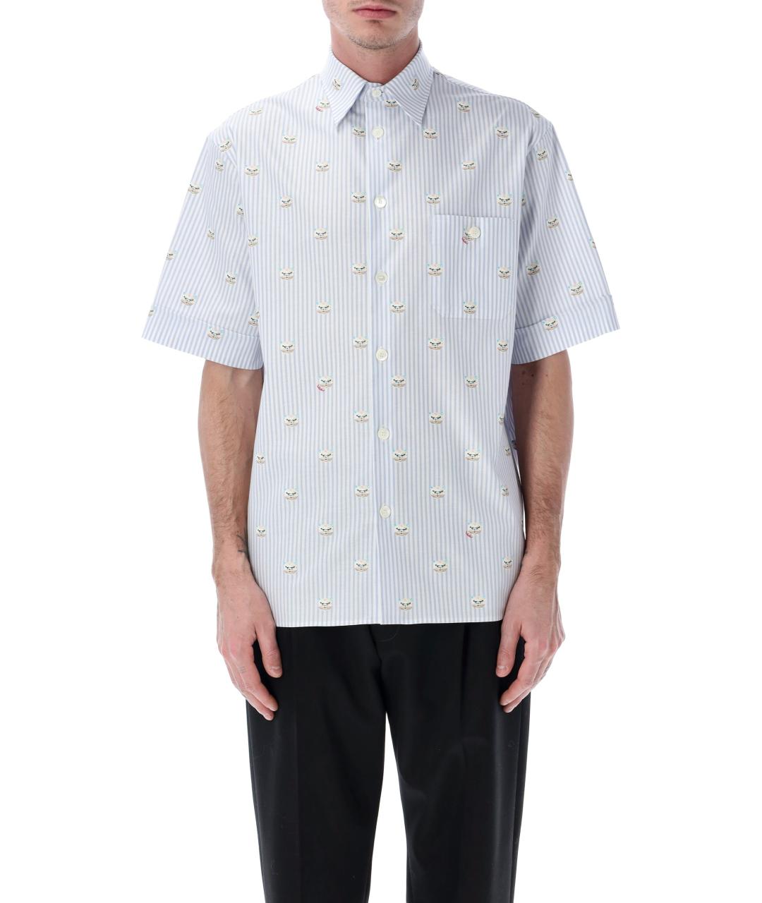 VALENTINO Голубая хлопковая кэжуал рубашка, фото 2