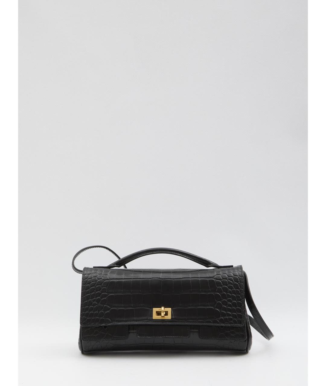 BALENCIAGA Черная кожаная сумка через плечо, фото 5