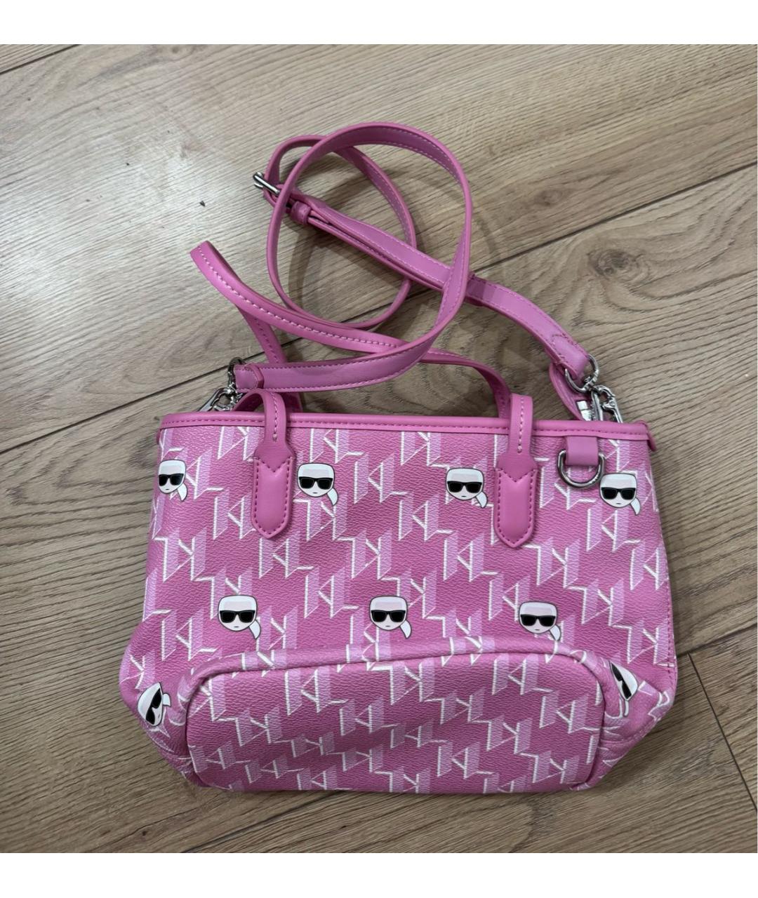 KARL LAGERFELD Розовая сумка тоут из искусственной кожи, фото 2