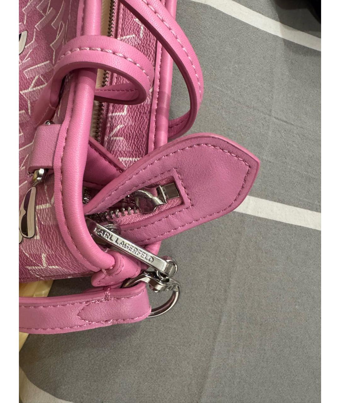KARL LAGERFELD Розовая сумка тоут из искусственной кожи, фото 5