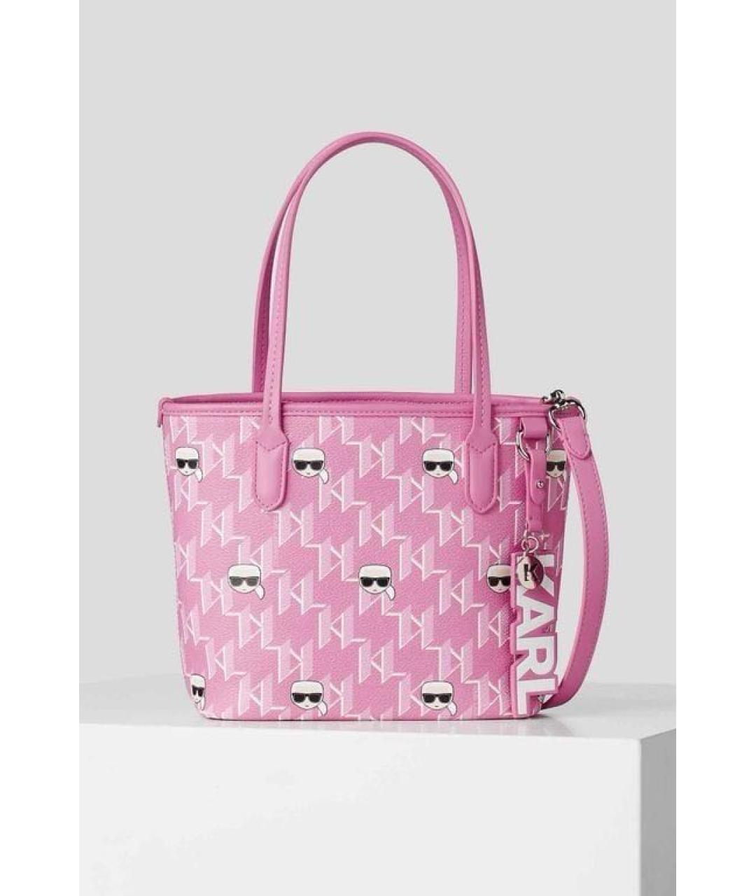 KARL LAGERFELD Розовая сумка тоут из искусственной кожи, фото 6