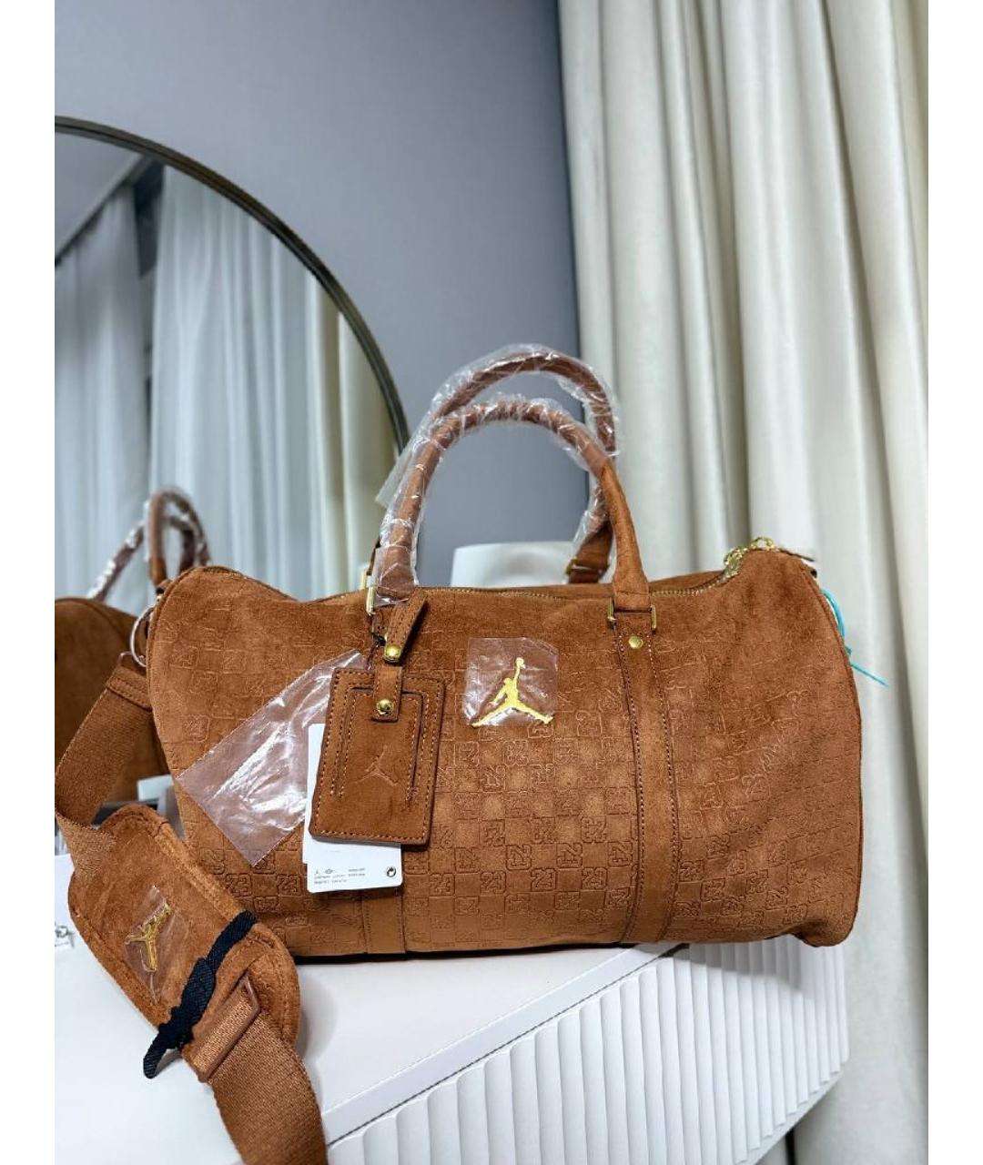 JORDAN Оранжевая замшевая дорожная/спортивная сумка, фото 2