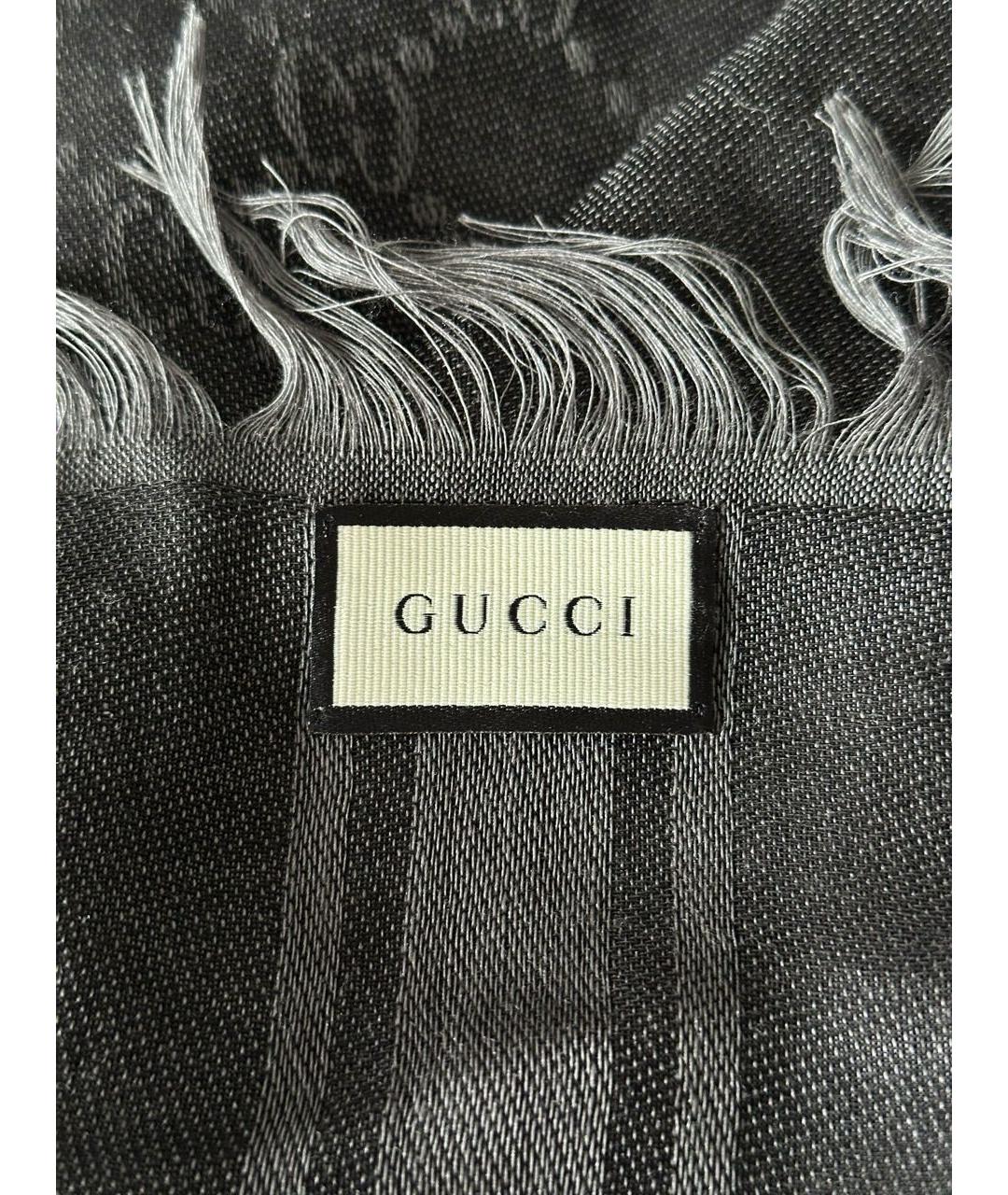 GUCCI Антрацитовый шерстяной платок, фото 5