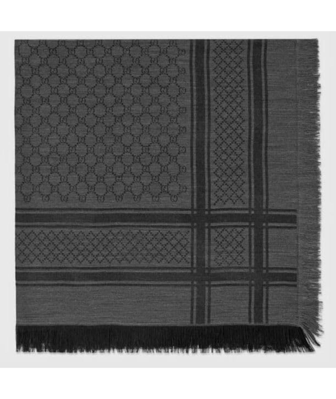 GUCCI Антрацитовый шерстяной платок, фото 8