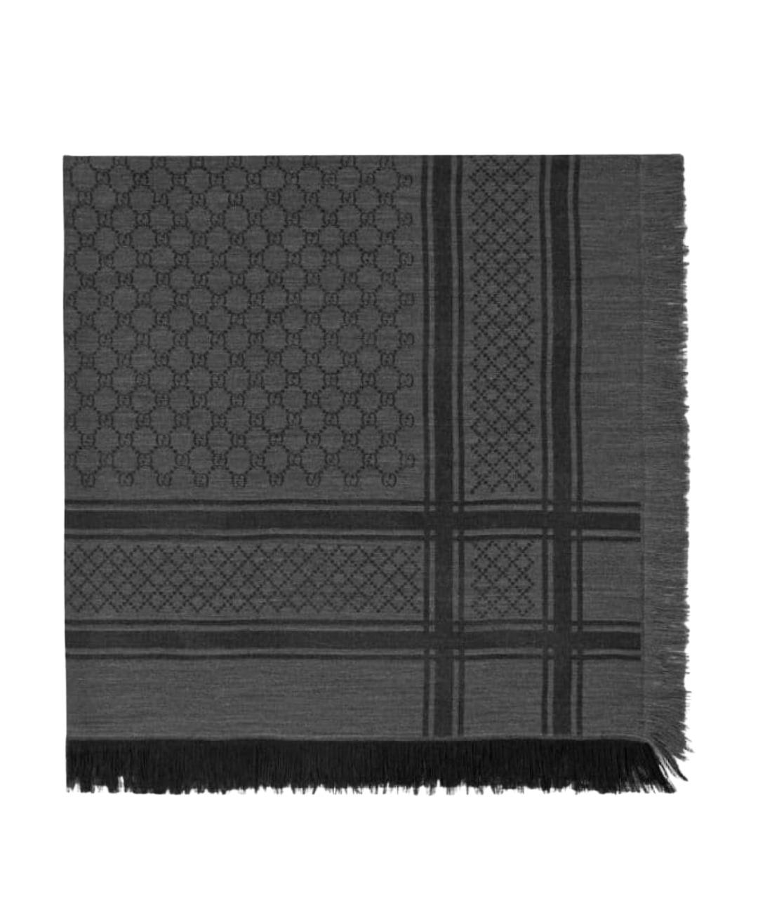 GUCCI Антрацитовый шерстяной платок, фото 1