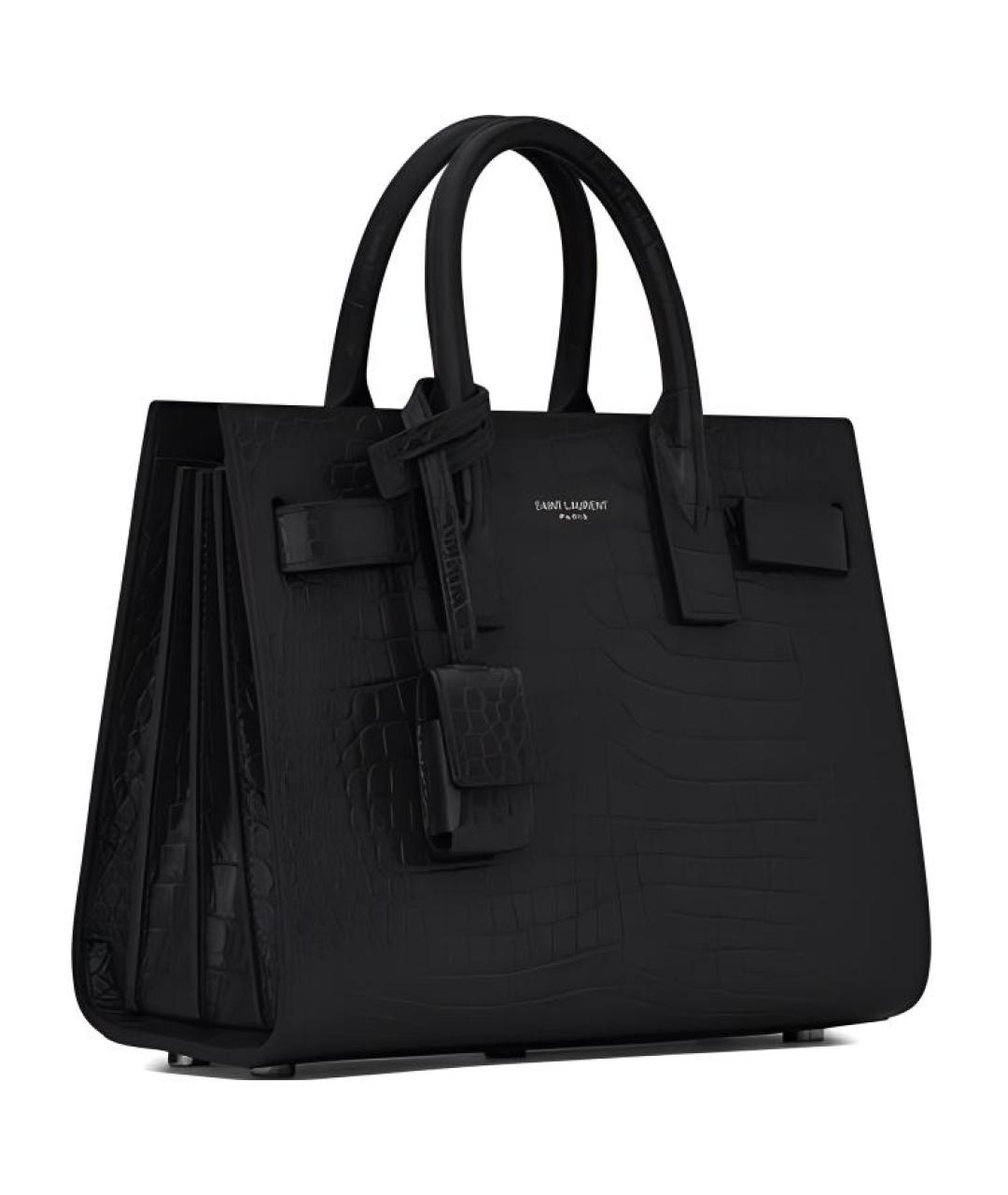 SAINT LAURENT Черная кожаная сумка тоут, фото 2