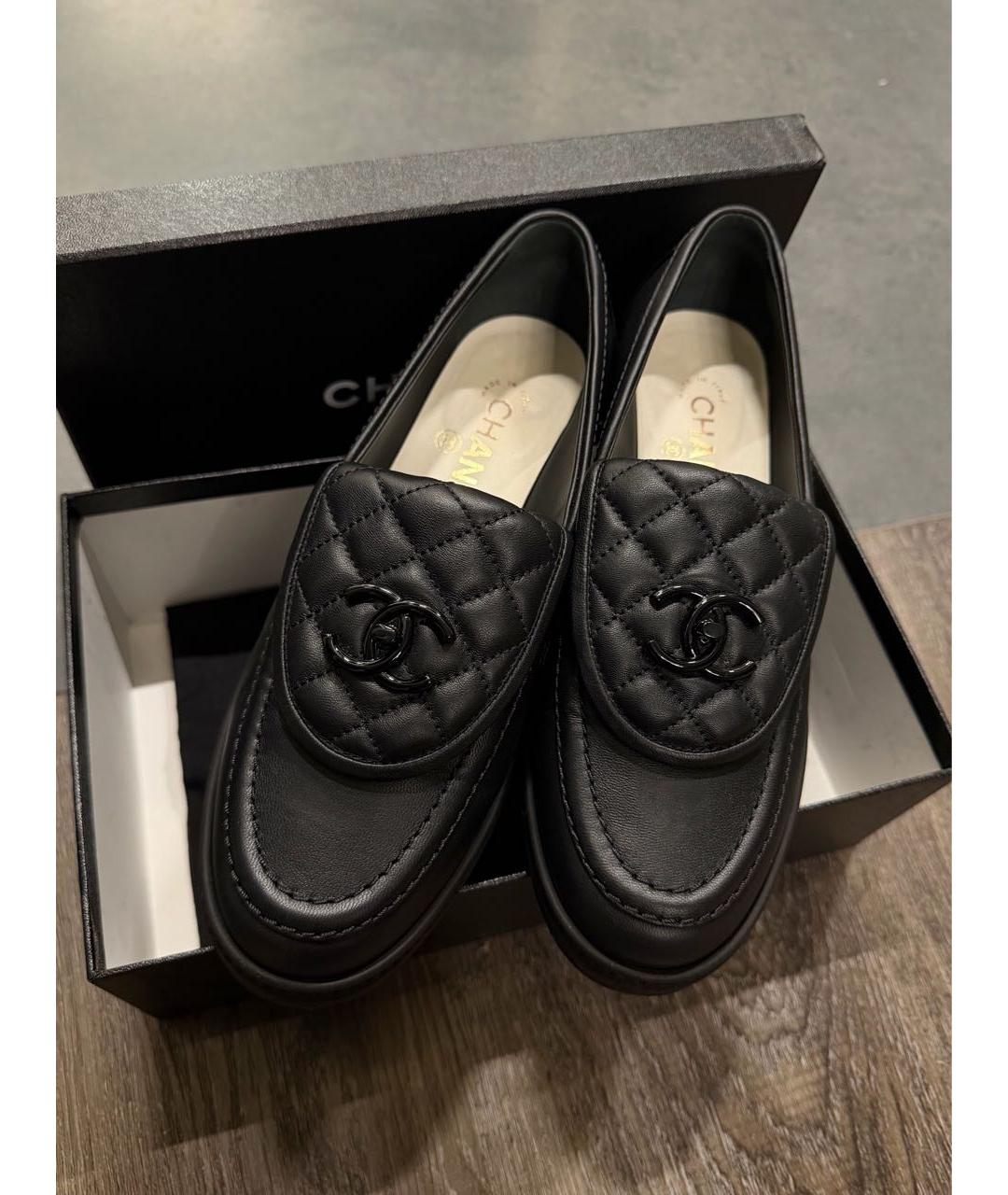 CHANEL Черные кожаные лоферы, фото 2