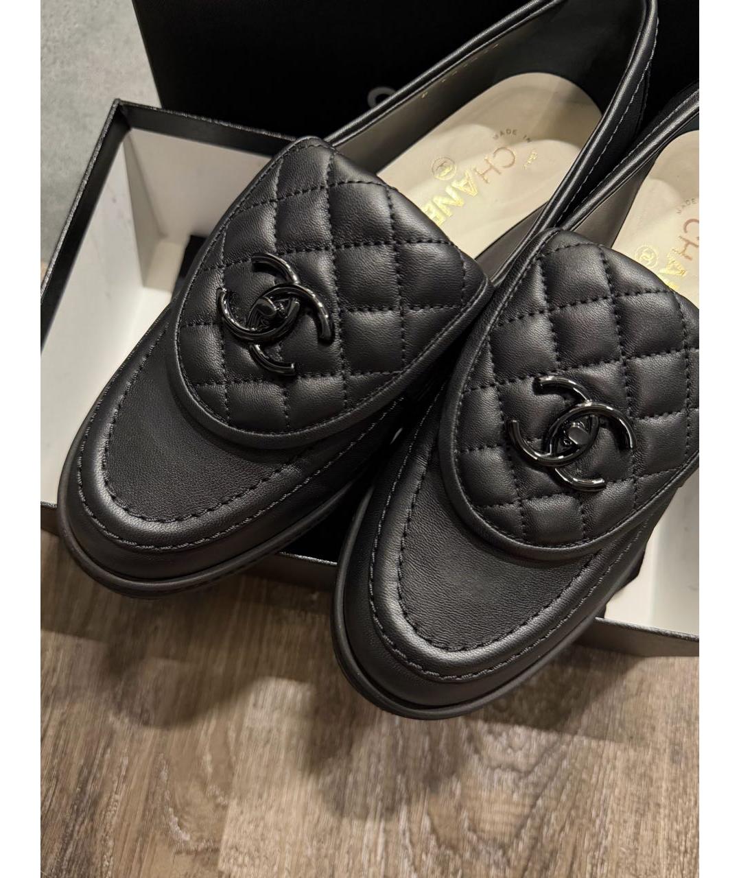 CHANEL Черные кожаные лоферы, фото 7