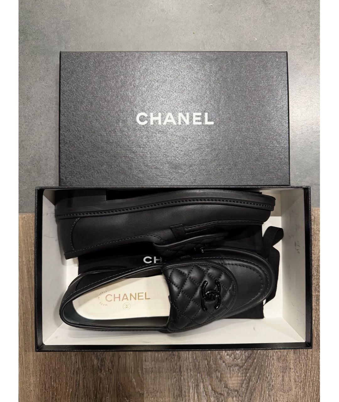 CHANEL Черные кожаные лоферы, фото 6