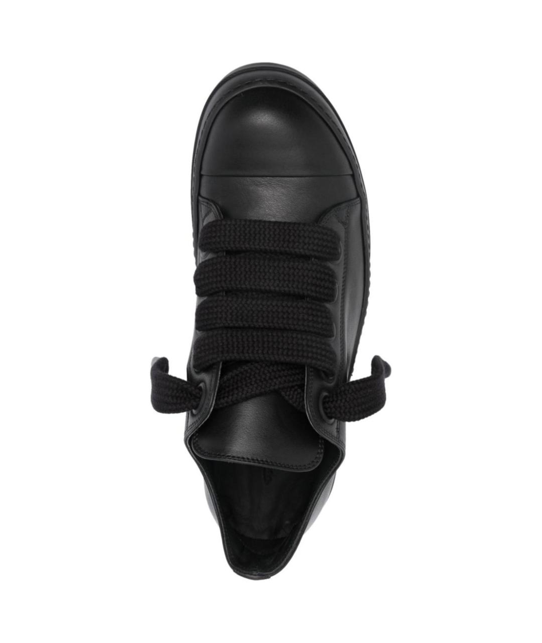 RICK OWENS Черные кожаные низкие кроссовки / кеды, фото 4